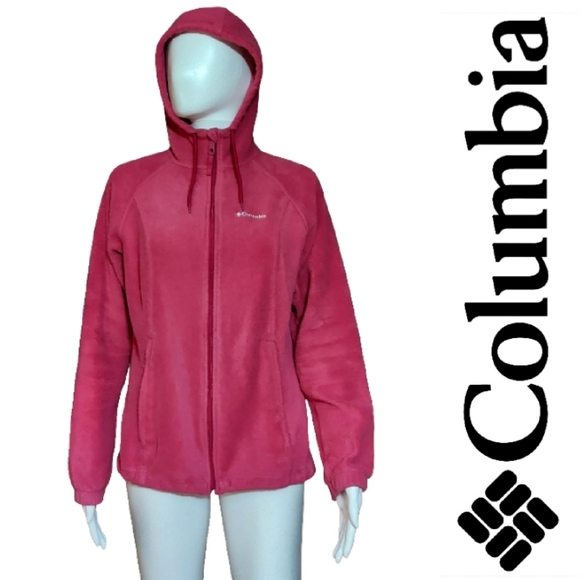 Columbia Jackets & Blazers - Columbia Full Zip Hooded Fleece Jacket Dark Pink